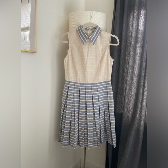 7115 by Szeki New York Peter Pan stripe pleated dress (size M) - Picture 1 of 2
